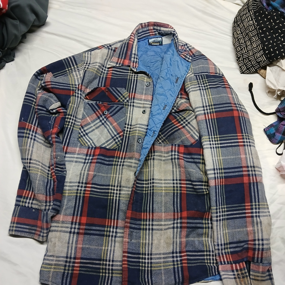 Field Master Tall L(16-16 1/2) Multicolored Plaid Wool Coat Has Some Stains/wear